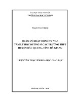 Quản lý hoạt động tư vấn tâm lý học đường ở các trường THPT huyện Bắc Quang tỉnh Hà Giang