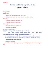 TIN 7 - Bài TH 8 -Sắp xếp và Lọc dữ liệu (Tiết 1)- Tuần 30