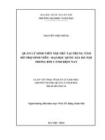 Quản lý sinh viên nội trú tại Trung tâm Hỗ trợ sinh viên - Đại học Quốc gia Hà Nội trong bối cảnh hiện nay