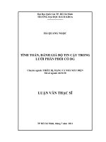 Tính toán, đánh giá độ tin cậy trong lưới phân phối có dg  