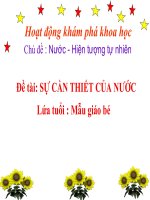 Khám phá: Sự cần thiết của nước | Mầm non Hoa Sữa - Gia Lâm