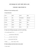 Đề thi Tiếng Anh lớp 3 học kì 1