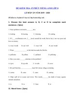Tải Đề kiểm tra 15 phút học kì 2 môn Tiếng Anh lớp 8 năm 2019 - 2020 - Đề kiểm tra tiếng Anh lớp 8 mới có đáp án