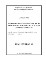 Ứng dụng phương pháp đánh giá tổng hợp mờ trong phân tích đánh giá rủi ro các dự án ppp giao thông tại việt nam  
