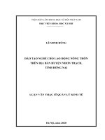 Luận văn thạc sĩ đào tạo nghề lao động nông thôn trên địa bàn huyện nhơn trạch, tỉnh đồng nai