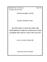 Nguyên nhân và kết quả điều trị viêm phổi do vi khuẩn ở trẻ dưới 5 tuổi tại Bệnh viện Trung ương Thái Nguyên