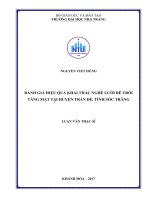 Đánh giá hiệu quả khai thác nghề lưới rê trôi tầng mặt tại huyện trần đề, tỉnh sóc trăng  