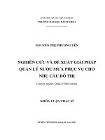 Nghiên cứu và đề xuất giải pháp quản lý nước mưa phục vụ cho nhu cầu đô thị  