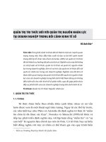 Quản trị tri thức đối với quản trị nguồn nhân lực tại doanh nghiệp trong bối cảnh kinh tế số
