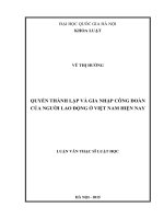 Quyền thành lập và gia nhập công đoàn của người lao động ở Việt Nam hiện nay
