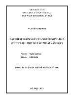 Đặc điểm ngôn ngữ của người nông dân (từ tư liệu một số tác phẩm văn học) tt 