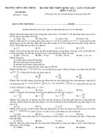 đề môn lý hóa sinh  thi thử thpt quốc gia lần 2 2017  trường thpt chúc động