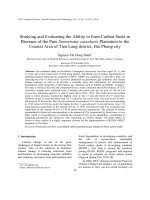 Studying and Evaluating the Ability to form Carbon Sinks in Biomass of the Pure Sonneratia caseolaris Plantation in the Coastal Area of Tien Lang district, Hai Phong city