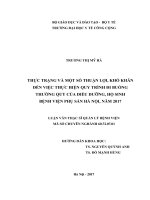 Thực trạng và một số thuận lợi, khó khăn đến việc thực hiện quy trình đi buồng thường quy của điều dưỡng, hộ sinh bệnh viện phụ sản hà nội, năm 2017 