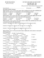 ĐỀ LUYỆN THI VÀO LỚP 10 THPT MÔN ANH LẦN 3 năm học 2019-2020