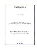 Luận văn thạc sĩ hoạt động marketing của công ty TNHH decor style việt nam