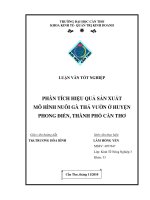 Luận văn tốt nghiệp phân tích hiệu quả sản xuất mô hình nuôi gà thả vườn ở huyện phong điền, thành phố cần thơ