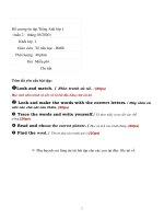 TÀI LIỆU KHẢO SÁT TIẾNG ANH TUẦN 2 THÁNG 3 CỦA HỌC SINH KHỐI 1* TIẾNG ANH BME