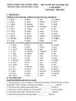 Đề cương ôn tập HK1 môn tiếng anh 6 năm 2020 2021   trường THCS nguyễn đức cảnh (chương trình thí điểm)