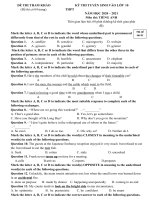 ĐỀ LUYỆN THI VÀO LỚP 10 THPT MÔN ANH LẦN 3 năm học 2019-2020