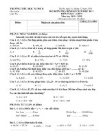 Đề KT khối 5 - Cuối HK I - Môn Toán - Năm học 2019 - 2020