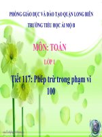 Toán 1 - Tuần 30 - Phép trừ trong phạm vi 100