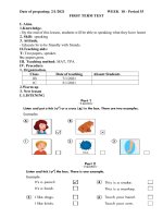 giáo án Tiếng Anh lớp 1 tuần 18