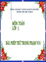 Toán 1 - Tuần 14 - Phép trừ trong phạm vi 8