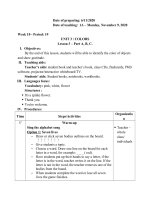 GIÁO ÁN TIẾNG ANH LỚP 1 - TUẦN 10