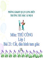 Thủ công 1  - Tuần 29 - Cắt , dán hình tam giác