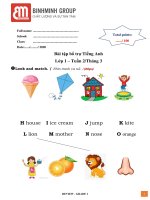 TÀI LIỆU KHẢO SÁT TIẾNG ANH TUẦN 2 THÁNG 3 CỦA HỌC SINH KHỐI 1* TIẾNG ANH BME