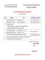 Lịch kiểm tra cuối học kì I năm học 2016 - 2017