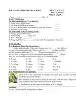 Bài kiểm tra 1 tiết số 2 lớp 6 (thí điểm) - môn Tiếng Anh