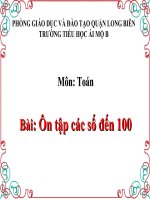 BGĐT - TOÁN 1 - TUẦN 33 - ÔN TẬP CÁC SỐ ĐẾN 100