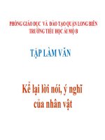 Tiếng Việt 4 - Tuần 3 - TLV- Kể lại lời nói ý nghĩ của nv