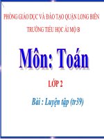 Toán 2- Tuần 8- Luyện tập tr.39
