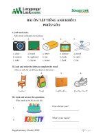 Phiếu ôn tập hè môn tiếng Anh - Khối 3