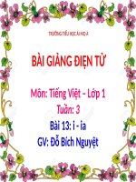 Tuần 3 - Tiếng Việt 1-Bài 13 i - ia