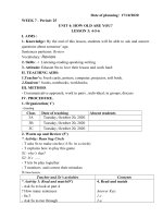 GIÁO ÁN TIẾNG ANH LỚP 3 - TUẦN 7