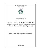 Nghiên cứu xây dựng tiêu chuẩn cơ sở của dược liệu bù ốc leo (dregea volubilis (l f) benth  ex hook f , họ thiên lý asclepiadaceae))​  