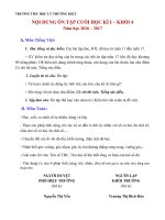 Nội dung ôn tập cuối học kì I năm học 2016 - 2017 (các khối lớp)