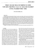 Thực hành trách nhiệm xã hội với môi trường tại các doanh nghiệp công nghiệp tỉnh Phú Thọ