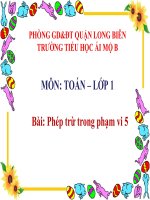 Toán 1 - Tuần 10 - Phép trừ trong phạm vi 5