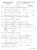 Đề thi thử TN THPT 2021 môn Toán lần 1 trường THPT Trần Phú - Hà Tĩnh - TOANMATH.com