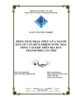 Luận văn tốt nghiệp phân tích nhận thức của người dân về vấn đề ô nhiễm nước mặt sông cái khế trên địa bàn thành phố