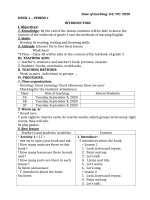 GIÁO ÁN TIẾNG ANH LỚP 3 - TUẦN 1