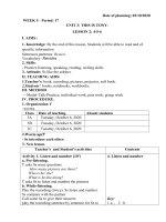 GIÁO ÁN TIẾNG ANH LỚP 3 - TUẦN 5