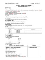 giáo án Tiếng Anh lớp 3 tuần 22