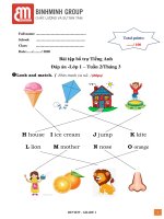 TÀI LIỆU KHẢO SÁT TIẾNG ANH TUẦN 2 THÁNG 3 CỦA HỌC SINH KHỐI 1* TIẾNG ANH BME