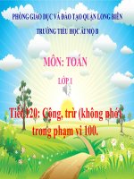 Toán 1 - Tuần 30 - Cộng, trừ không nhớ trong phạm vi 100
